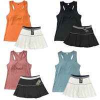 Bộ Váy Thể Thao Nữ Tennis VNK01 Xếp Ly Kèm Áo 3 Lỗ Có Mút Vải Thun Xịn Đẹp, Bộ Váy Tennis, Cầu Lông, Golf, Pickleball