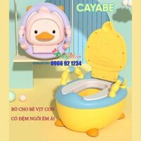 Bô vệ sinh cho bé CAYABE hình vịt con có tay vịn an toàn, đệm ngồi êm ái, bô ngồi cho em bé