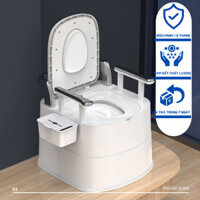 Bô vệ sinh cho người già/người bệnh, bồn cầu di động bằng nhựa cao cấp có viền cao su