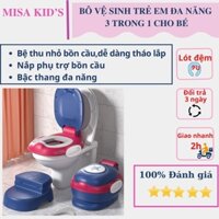 Bô vệ sinh đa năng 3 trong 1 STAR có đệm kèm bệ thu nhỏ bồn cầu và bậc thang cho bé