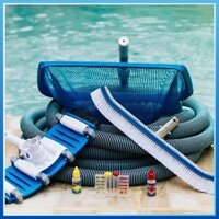 Bộ vệ sinh hồ bơi: Bàn hút + sào nhôm + ống hút + vợt rác bể bơi