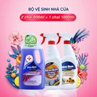 Bộ vệ sinh nhà cửa Mao Bao: Chai Nước Lau sàn 1L + Chai Tẩy Đa Năng 600ml + Chai Tẩy Nhà Tắm 600ml