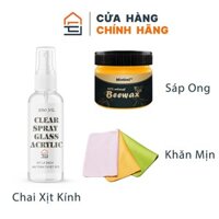 BỘ VỆ SINH TỦ KÍNH, TỦ GỖ, TỦ MICA, TỦ ACRYLIC EHOME 3 TRONG 1. XỊT KÍNH THƠM, SÁP ONG, KHĂN MỊN