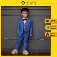 Bộ Vest Bé Trai Màu Xanh Coban Phong Cách Hàn Quốc Cao Cấp Bền Đẹp, Mặc Mát Lên Form Chuẩn Thời Trang Trẻ Em LETSVIET