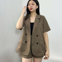 Bộ vest blazer nữ kèm quần có lưng chun, phong cách basic trẻ trung,không kèm áo trong