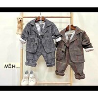 Bộ vest chất dạ mềm combo gồm áo vest ,áo phông trắng kèm cavat và 1 quần tây. [Khách vui lòng đọc kỷ mô tả sản phẩm]