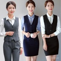 Bộ vest chuyên nghiệp, áo vest ngắn màu đen mỏng thời trang mùa đông nữ mẫu mới 2019, áo vest quầy lễ tân khách sạn, trang phục công sở