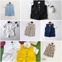 Bộ vest gile bé trai, sét công tử, đồ thôi nôi bé trai nhiều màu size 4-13kg