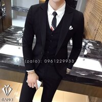 Bộ Vest nam ĐEN cao cấp 1 khuy phong cách Hàn Quốc, form ôm đẹp. Vải cao cấp 2 lớp - TIANO STORE