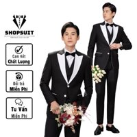 Bộ vest nam, vest cưới cổ phối from áo Hàn Quốc, dáng 2 cúc-Shop Suit 88