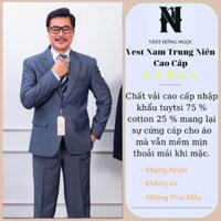 Bộ Vest Trung Niên 3 Lớp Dầy Dặn, Vest Nam Cao Cấp 2 Khuy, Com Lê Trung Tuổi Vải Tuýt Si Nhập Khẩu Hồng Ngọc