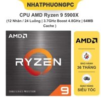 Bộ vi xử lý AMD Ryzen 9 5900X (12 Nhân / 24 Luồng | 3.7GHz Boost 4.8GHz | 64MB Cache ) - Bảo hành 36 Tháng