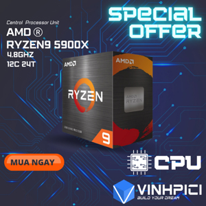 Bộ vi xử lý - CPU AMD Ryzen 9 5900X - 3.7GHz-4.8Hz - 70MB Cache
