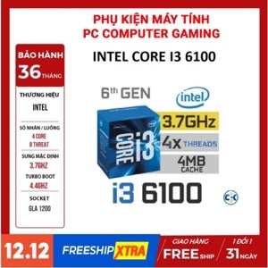 Bộ vi xử lý - CPU Intel Core i3-6100 - 3.7 GHz - 3MB Cache
