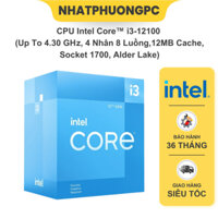 Bộ vi xử lý CPU Intel Core i3 12100 (3.3GHz turbo up to 4.3GHz, 4 nhân 8 luồng, 12MB Cache) - Full box nhập khẩu