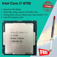 Bộ Vi Xử Lý Intel Coffee Lake Core i7 8700 3.2Ghz Turbo 4.6GHz 6 lõi 12 luồng 12Mb Cache Bus 8 GT/s DMI3. [bonus]