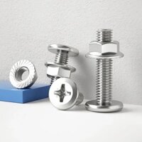 Bộ vít và đai ốc đầu phẳng chamfered bằng thép không gỉ 304, phụ kiện nội thất M3M4M5M6M8 BKRN