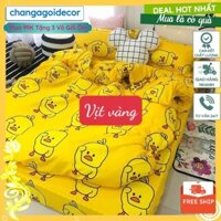 Bộ Vỏ Chăn Ga Gối 1m2/1m6/1m8 vỏ chăn kích thước 1m8x2m, mẫu vịt vàng