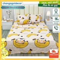 Bộ Vỏ Chăn Ga Gối 1m2/1m6/1m8 vỏ chăn kích thước 1m8x2m, mẫu bò chuối