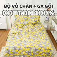 Bộ Vỏ Chăn Ga Gối Cotton 100%, Ga Nệm Bo Chun Đủ Size Đệm 1M2 1M6 1M8, Vỏ Gối 45x65 Dreamhomebedding