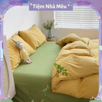 Bộ Vỏ Chăn Ga Gối Cotton Đũi ✨1m6/1m8/2m-Tiệm Nhà Mêu✨Set 4 Món Cotton Đũi Màu Vàng Xanh Siêu Mềm Mịn Cao Cấp Nhập Khẩu