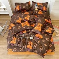 Bộ vỏ chăn ga gối Cotton Poly LV Gấu siêu hot