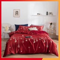 Bộ vỏ ga gối chất vải Lụa Phi họa tiết Dây Đỏ