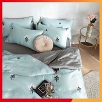 Bộ vỏ ga gối chất vải Lụa Phi họa tiết cúc trắng