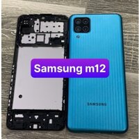 Bộ vỏ samsung M12 -zin ( gồn sườn,lưng,phím bấn,kính cam)