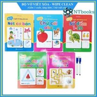 Bộ vở viết xóa được 5 quyển - Tặng kèm 2 bút viết xóa màu ngẫu nhiên - Wipe clean