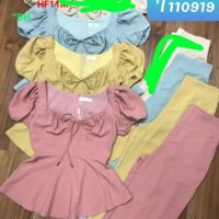 Bộ voan lụa quần dài ống suông