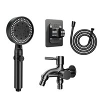 Bộ Vòi Hoa Sen Đầu Vòi Tăng Áp 5 Chế Độ Tiết Kiệm Nước Màu Đen Sang Trọng dán tường