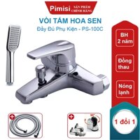 Bộ Vòi Hoa Sen Nóng Lạnh Pimisi PS-100C Gắn Tường-Vòi Sen Tăng Áp Nhẹ, Chỉnh Nước Bằng Củ Gật Gù Đồng Thau | Chính Hãng