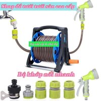 Bộ vòi phun tưới cây đa năng 6 chế độ, ống 5 lớp có rulo cuộn ống bằng tay
