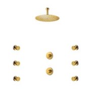 Bộ vòi sen âm trần, điều chỉnh nhiệt độ, 6 body jets, individual Slimline stainless steel