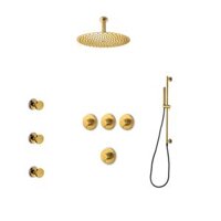 Bộ vòi sen âm trần, điều chỉnh nhiệt độ, 3 body jets, sen cầm tay với thanh trượt, shared Slimline stainless steel