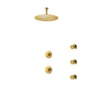 Bộ vòi sen âm trần, điều chỉnh nhiệt độ, 3 body jets, individual Slimline stainless steel