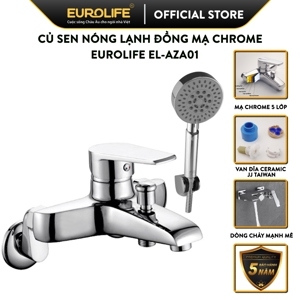 Bộ vòi sen nóng lạnh Đồng mạ ChromeEurolife EL-AZA01