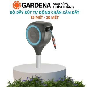 Bộ vòi tưới cắm đất dây cuốn tự động 15 mét Gardena 18604-20