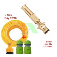 Bộ Vòi tưới cây, Rửa xe VOI-6.544, Vòi tưới Đồng Nối nhanh 4 món + Dây 12/16 mm