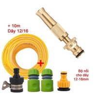 Bộ Vòi tưới cây, Rửa xe VOI-6.639, Vòi tưới Đồng Nối nhanh 5 món + Dây 12/16 mm