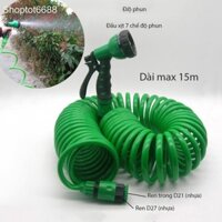 Bộ vòi xịt 7 chế độ kèm dây mềm lò xo dài max 15m (nhựa mềm) (Kho hàng Hà Nội)