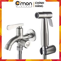 Bộ vòi xịt vệ sinh INOX 304 cao cấp C'mon VX-02-I (dây inox) + Củ sen lạnh C'mon CSL-01