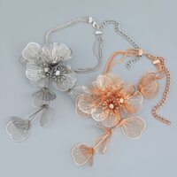 Bộ Vòng cổ + Bông Tai Hình Hoa Bằng Hợp Kim Phong Cách Hip Hop Mới Cho Nữ