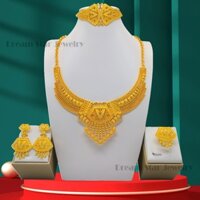 Bộ vòng cổ nữ phong cách dân tộc Bộ trang sức đám cưới mạ vàng 24K Thiết kế cao cấp Bền bỉ Thích hợp cho bữa tiệc và biểu diễn Bộ bốn mảnh, Quà tặng ngày lễ khác nhau Lựa chọn đầu tiên