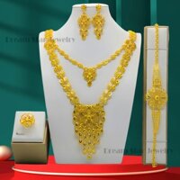 Bộ vòng cổ trang sức Ấn Độ mạ vàng 24K Thích hợp để mặc đám cưới, tham gia trang phục dự tiệc và ngày lễ tình nhân, quà tặng sinh nhật