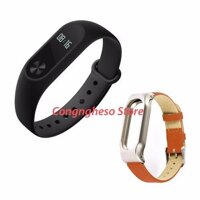 Bộ Vòng đeo tay thông minh Xiaomi Miband 2 + Dây đeo thay thế bằng da