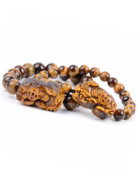 Bộ Vòng Tay Tỳ Hưu Đá Opal Mắt Hổ Vàng Tự Nhiên 8MM