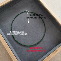 bộ vòng tay vòng cổ đa diopside cắt giác 2 li xanh lấp lánh kiểm định