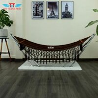 Bộ Võng xếp inox crom đại víp Tín Thành Phát - Nâu Đất